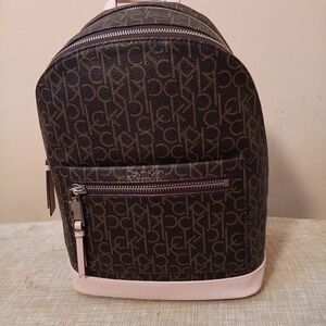 Calvin Klein two layers backpack STYLE H1AKJPA2 logo covered rose side pocket